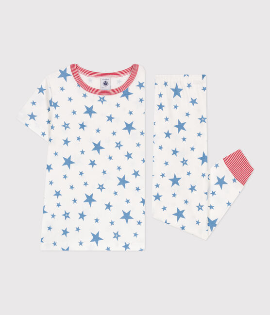 Pigiama in cotone con stelle stampate bambino bianco MARSHMALLOW/blu ALASKA