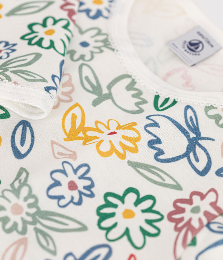 Camicia da notte in cotone con motivo a fiori bambino bianco/multicolore