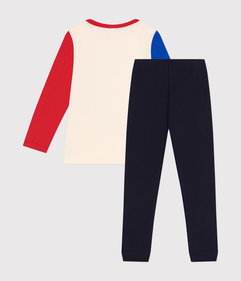 Pigiama in cotone a tinta unita multi sport bambino blu SMOKING/bianco MULTICO