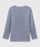 T-shirt a maniche lunghe millerighe in lana e cotone blu MEDIEVAL/bianco MARSHMALLOW