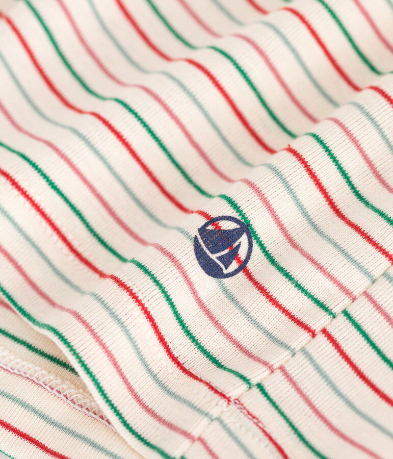 Dolcevita in cotone bambina ecru/multicolore