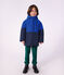 Parka bambino lunghezza media tinta unita color block blu/multicolore