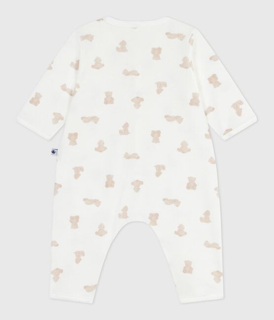 Pigiama senza piedini in cotone con orso stampato neonato MARSHMALLOW/ BRUN