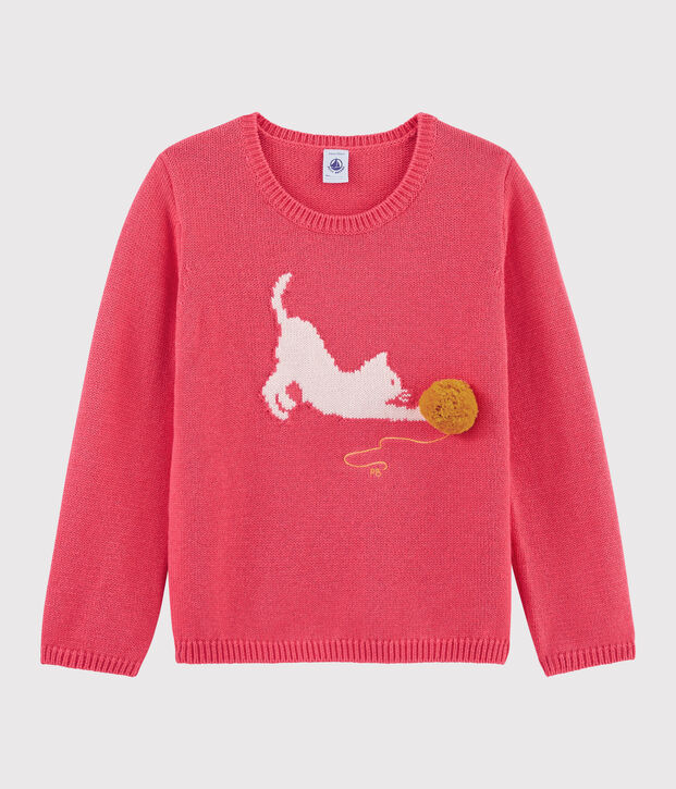 Pullover in lana e cotone bambina rosa