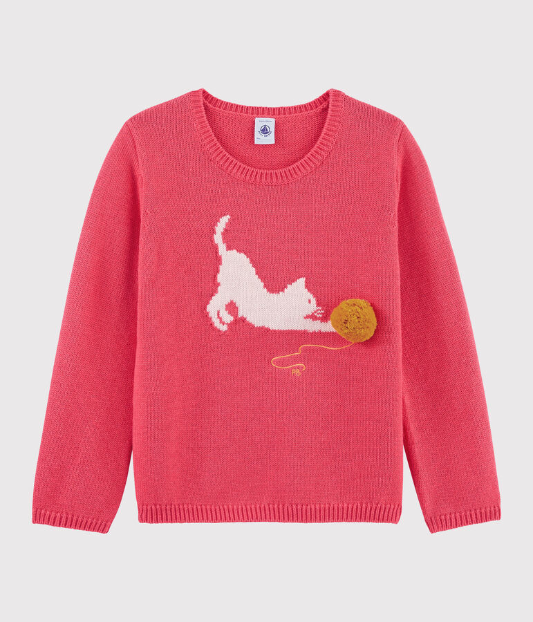 Pullover in lana e cotone bambina rosa