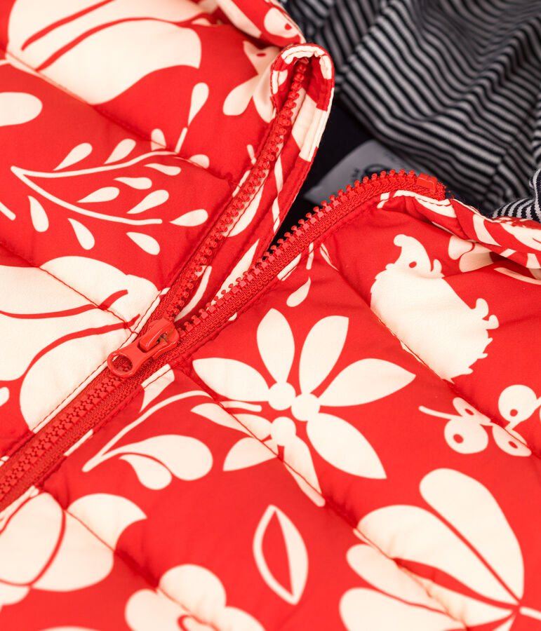 Piumino riciclato e stampato per neonato arancione/ecru