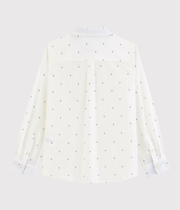 Camicia a manica lunga in popeline bambino bianco/blu