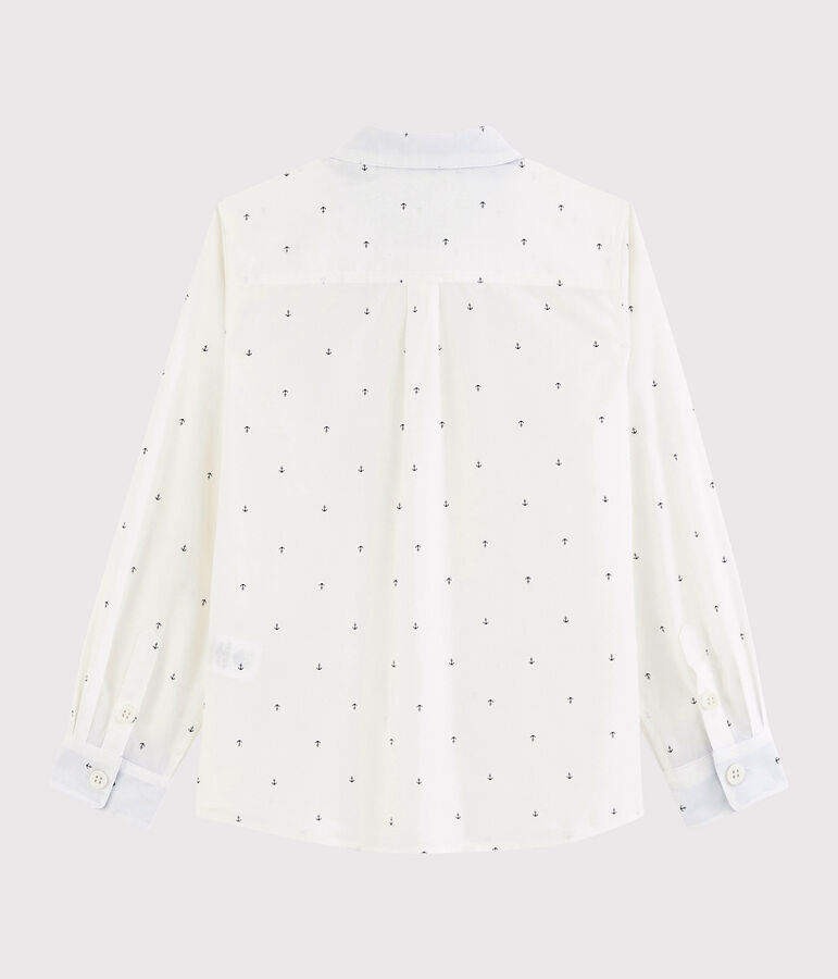 Camicia a manica lunga in popeline bambino bianco/blu