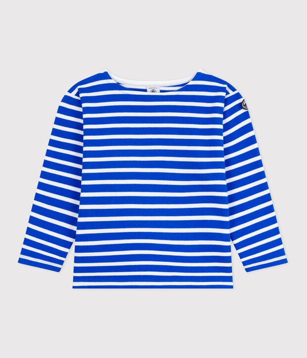 Maglia a righe a maniche lunghe in cotone unisex blu/bianco