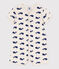 Tutina corta con balene blu in cotone bebè beige MONTELIMAR/blu MEDIEVAL