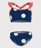 Costume a 2 pezzi bambina a pois blu MEDIEVAL/bianco MARSHMALLOW