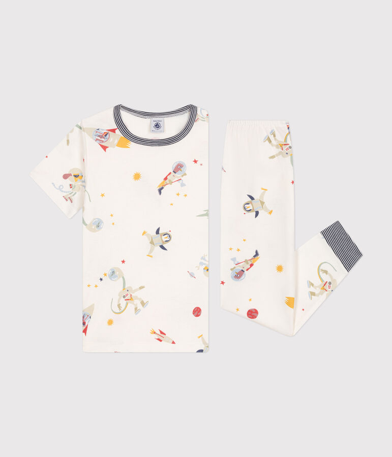 Pigiama in cotone con stampa spazio bambino bianco/multicolore