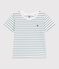 T-shirt a maniche corte in cotone a righe bambino verde MARSHMALLOW/ DRAGONFLY