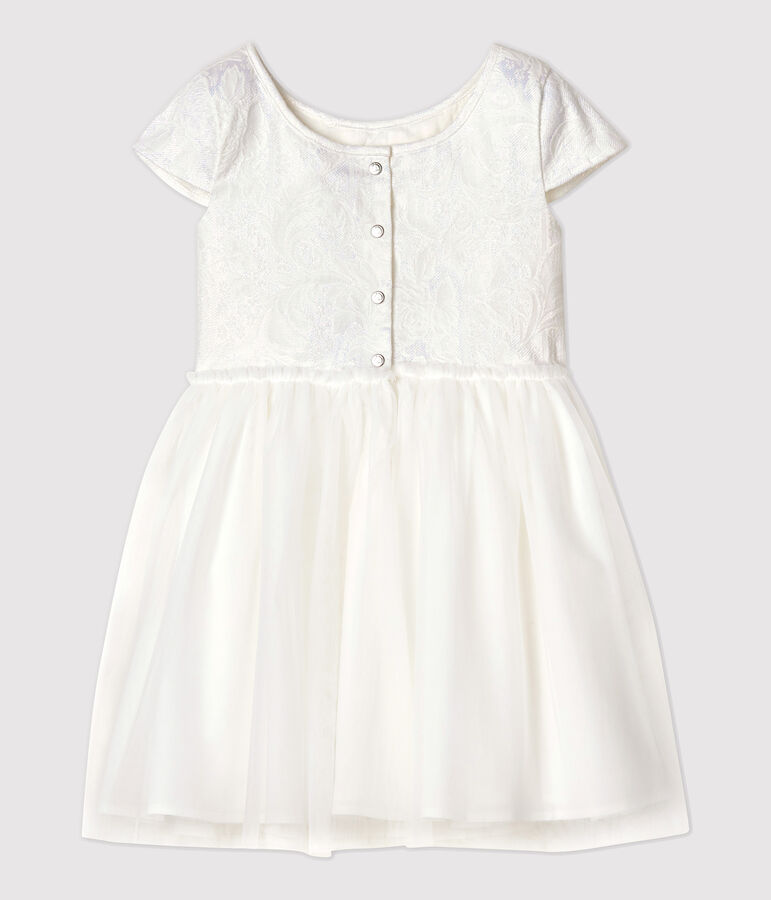 Abito da cerimonia in jacquard e tulle bambina bianco MARSHMALLOW