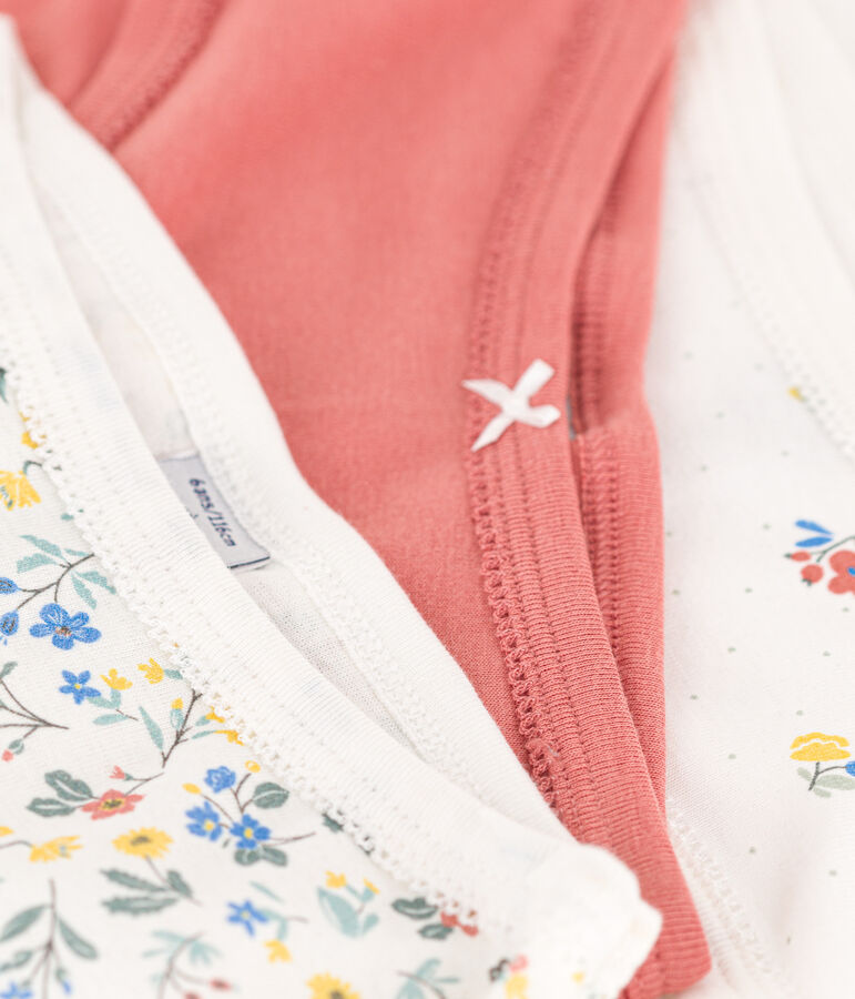 Confezione da 3 culotte a vita alta in cotone a fiori bambino multicolore