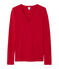 T-shirt donna a maniche lunghe con scollo a V rosso Mars