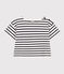T-shirt a righe a maniche corte in cotone bambina bianco MARSHMALLOW/blu SMOKING