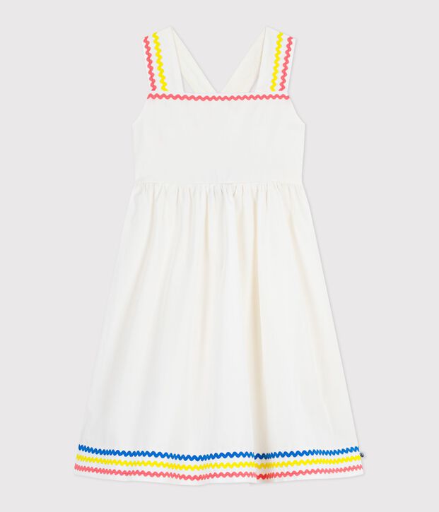 Abito lungo con spalline in cotone bambina bianco