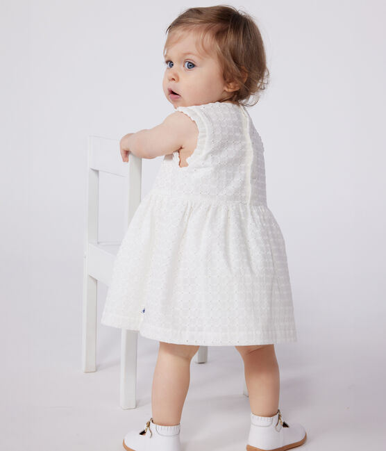 Abito senza maniche in sangallo di cotone bianco neonato bianco MARSHMALLOW
