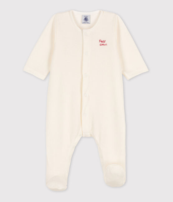 Tutina e cuffietta bebè in jersey doppio bianco MARSHMALLOW