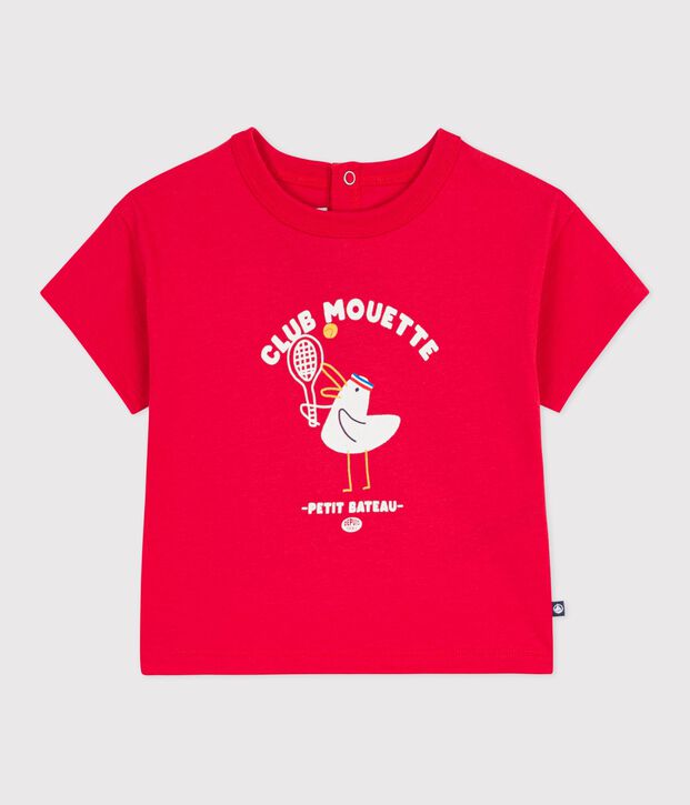 T-shirt a maniche corte in cotone con motivo gabbiano neonato rosso