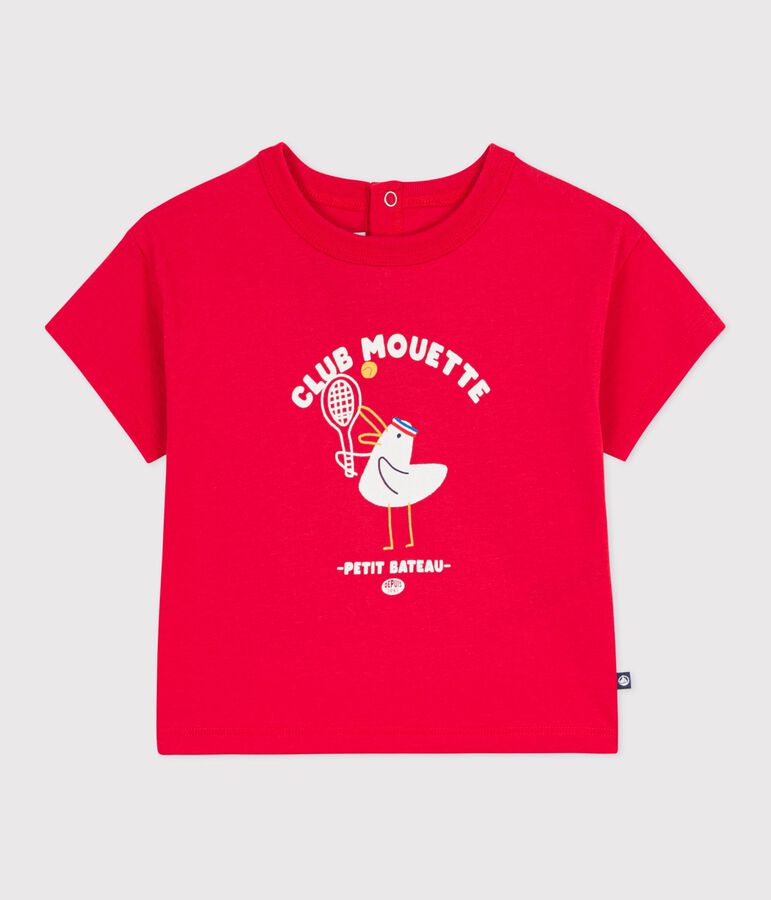 T-shirt a maniche corte in cotone con motivo gabbiano neonato rosso