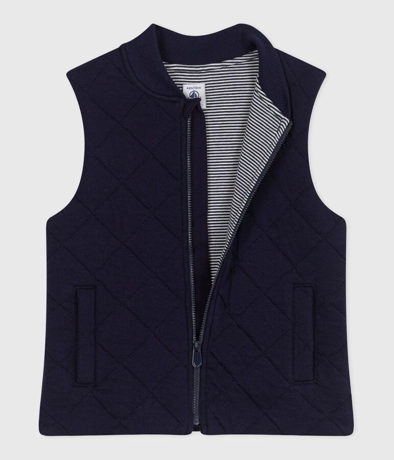 Gilet senza maniche in cotone tinta unita bambino blu