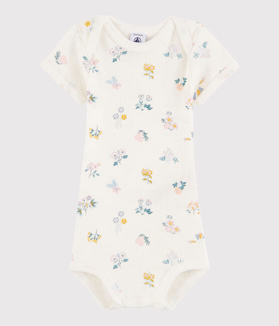 Body manica corta bebè femmina bianco MARSHMALLOW/bianco MULTICO