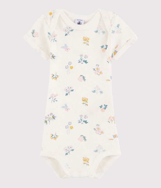 Body manica corta beb&egrave; femmina bianco/multicolore