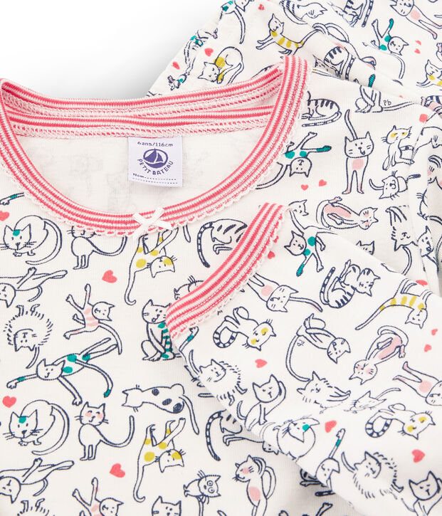 Pigiama a costine bianco/multicolore