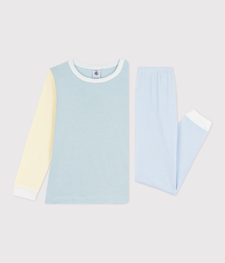 Pigiama in cotone a righe bambino verde/multicolore