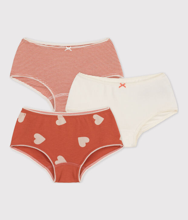 Confezione da 3 shorty cuore da bambina in cotone multicolore