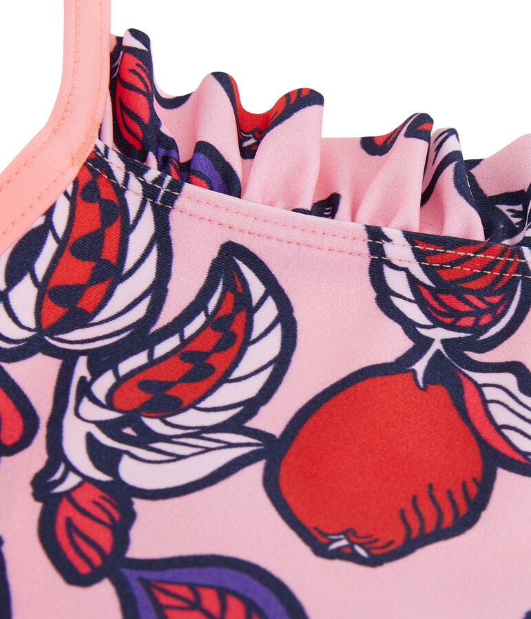 Costume da bagno intero ecoresponsabile bambina rosa/multicolore