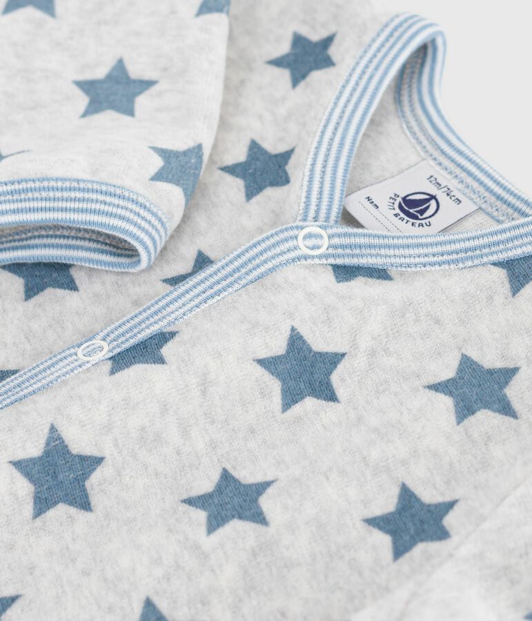 Pigiama in ciniglia con stelle stampate neonato grigio/blu