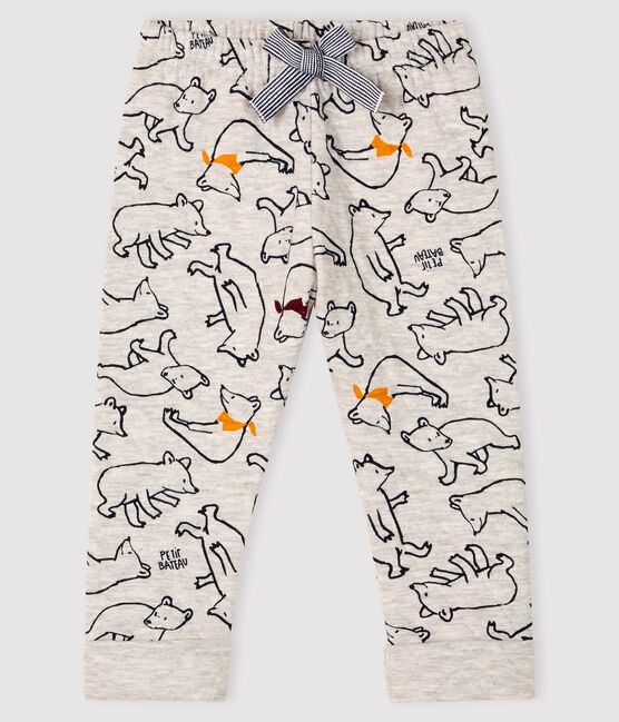 Pantalone in tubique bebè maschio grigio BELUGA/bianco MULTICO