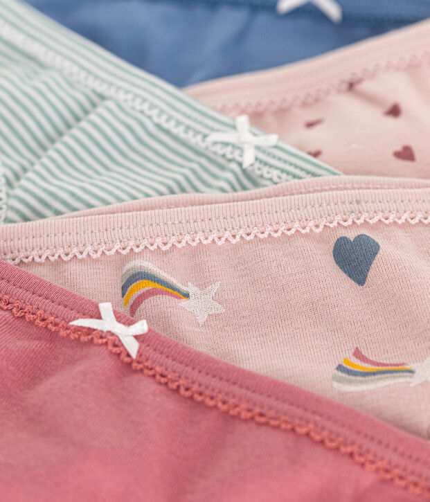 Confezione da 5 slip bambino in cotone a cuori multicolore