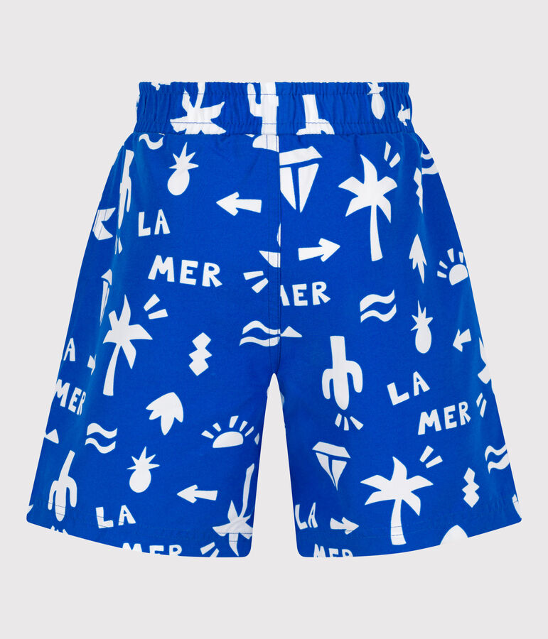 Shorts da mare bambino con stampa blu PORCELANA/ MARSHMALLOW