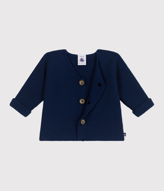 Cardigan in maglia di cotone a punto legaccio neonato blu MEDIEVAL