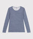 T-shirt a maniche lunghe in misto lana e cotone a righe donna