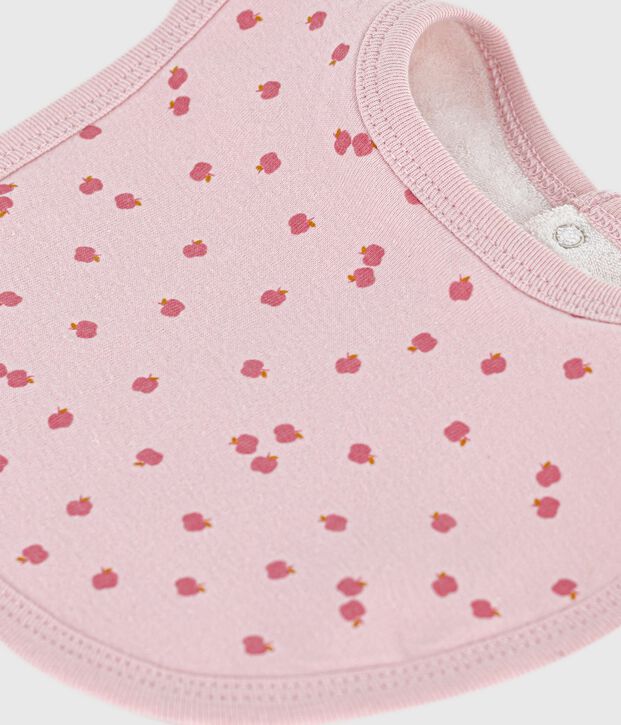 Bavaglino nascita in cotone con stampa rosa/multicolore