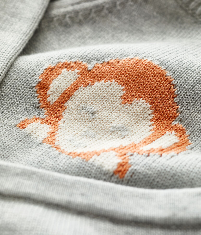 Completo 2 pezzi jacquard beb&egrave; in tricot biologico grigio