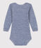 BODY A MANICHE LUNGHE RIGATO BEBÈ IN LANA E COTONE blu MEDIEVAL/bianco MARSHMALLOW