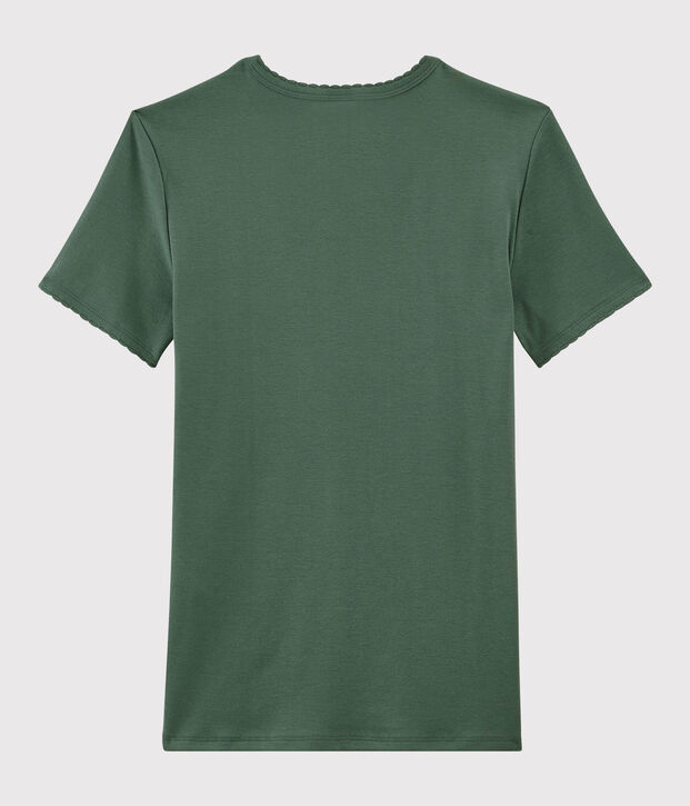T-shirt girocollo iconica in cotone Donna verde