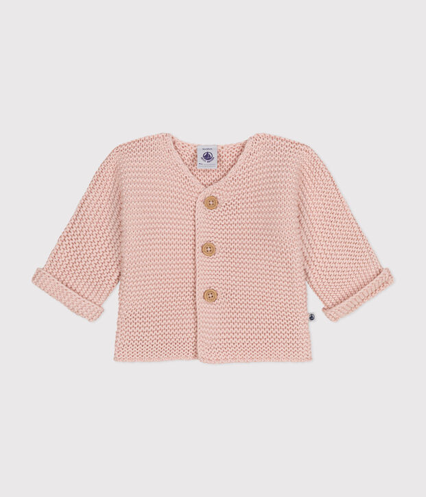 Cardigan in tricot a punto legaccio per beb&egrave; rosa