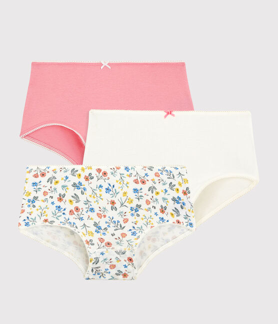 Confezione da 3 mutandine a fiori rétro bambina in cotone variante 1