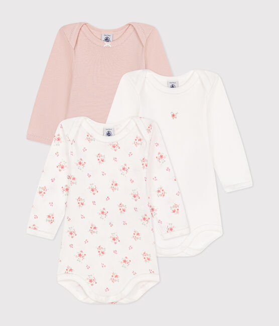 Set di 3 body a maniche lunghe in cotone a fiori neonato variante 1