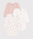 Set di 3 body a maniche lunghe in cotone a fiori neonato