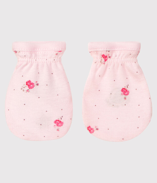 Paio di muffole a costine, il tessuto emblematico di Petit Bateau. rosa/multicolore
