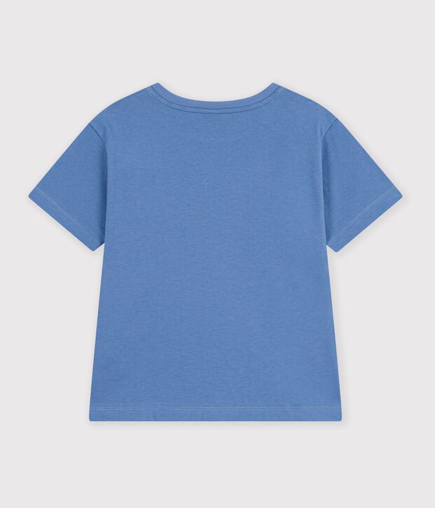 T-shirt a maniche corte con stampa bambino blu