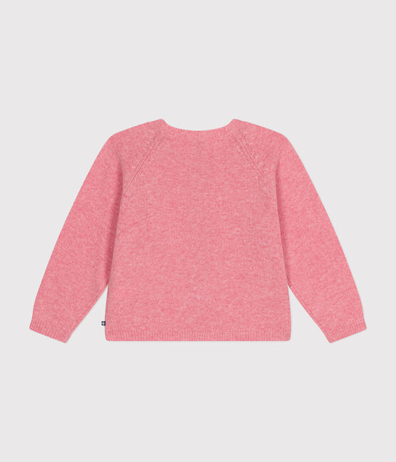 Cardigan in maglia con lana bambina rosa ROSELINE CHINE